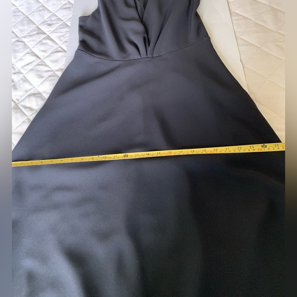 Black coctail prom party dress below the knee black sheer sexy deep V neck US 12 - Picture 13 of 14